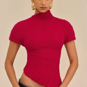 Cult Gaia Annemie Top Sweater in Merlot